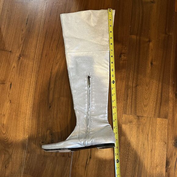 John Richmond Over The Knee Silver Leather Boots Size 38 EU / 7.5 US - Picture 6 of 10